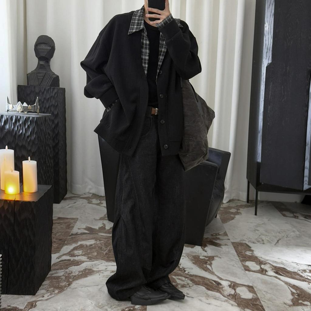 Top-Rated Unisex Korean Patchwork Cardigan: Two-Piece Look, Knit Sweater for Spring & Autumn