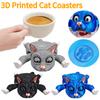Creative 3D Printed Cat Coasters Funny Panicked Cat Cup Pad Cup Holder Office Desktop Home Decoration Ornament