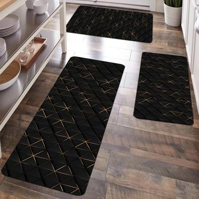 1 pz lusso linee dorate motivo stampa tappetino da cucina morbido addensato tappetino da cucina impermeabile antiscivolo a prova di olio tappetino runner tappeto