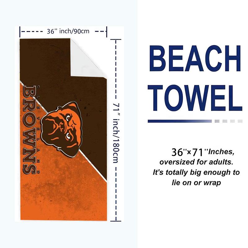 Cleveland Browns Logo Print Beach Towel, Large Soft Quick Dry Towel for Beach Camping Swimming