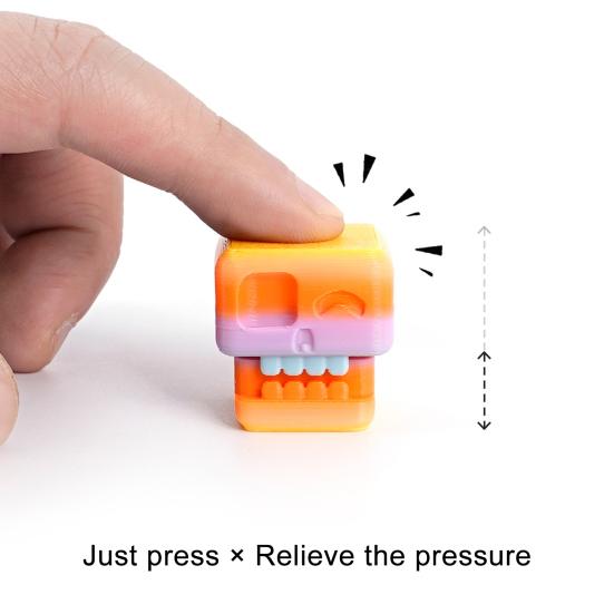 9 Pcs Skull Fidget Clicker Toy 3D-Printed Skull Stress Relief Toy Gradient Color Keyboard Clicker Fidget Button for Office Workers Anxiety Relief