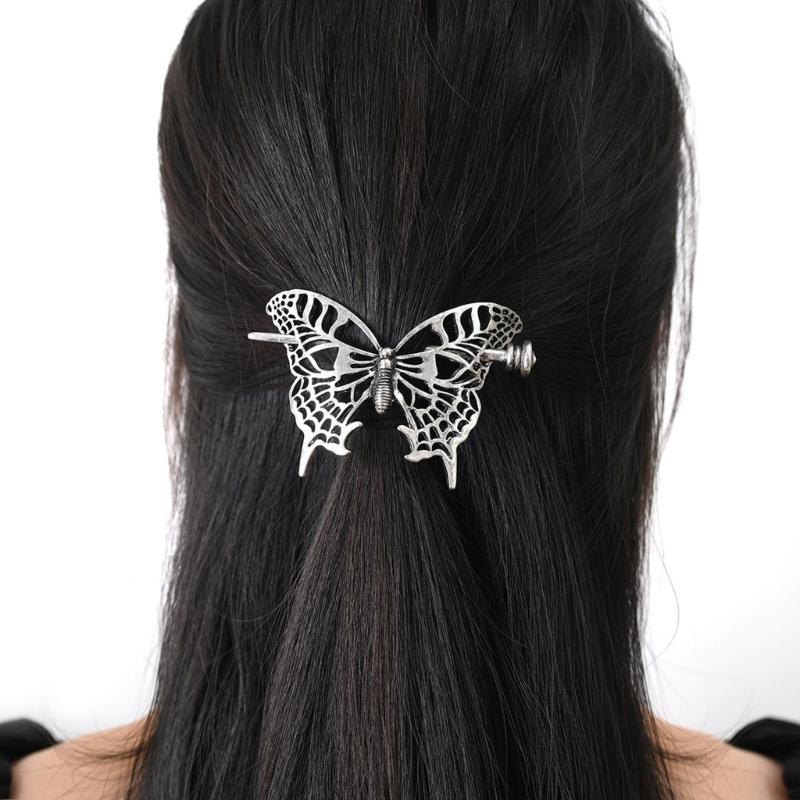 Vintage Butterfly Hair Claw Decoration For Women Inspire By Culture With Silver Plating and Crescent Shape Daily Use