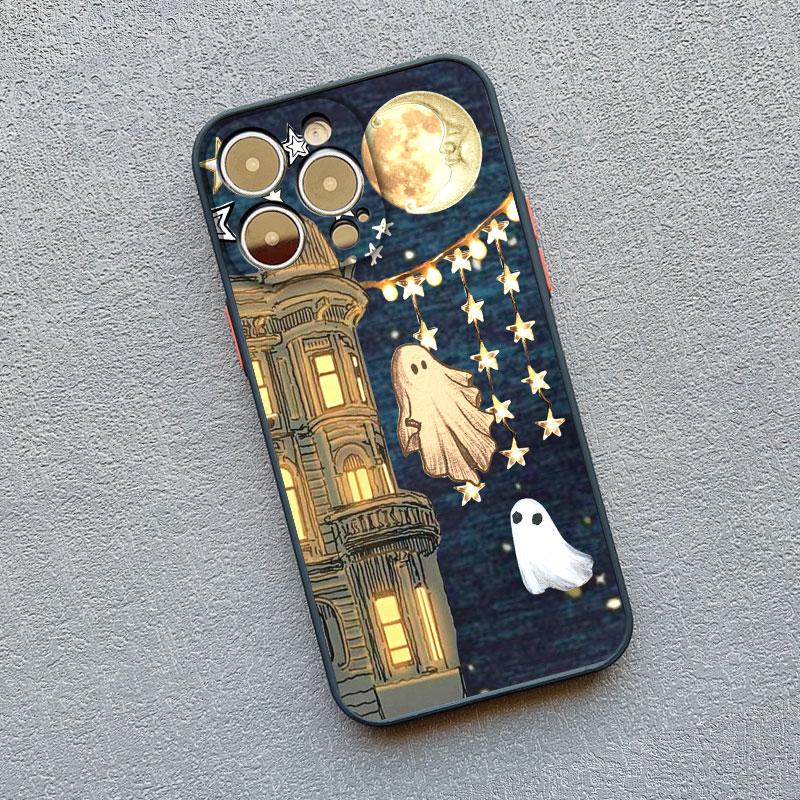 Matte Phone Case For iPhone 17 16 11 13 12 14 15 Pro Max 12 Mini 16 15 Plus X XS XR Ghost Illustration 11 Silicone Back Covers