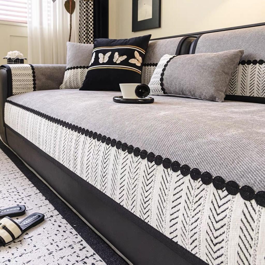 1 шт Чехол на диван из шенилла универсальная подушка для стула на четыре сезона износостойкое полотенце для кресла домашний декор 1seat 70x70cm-1pcs серый 1690₽