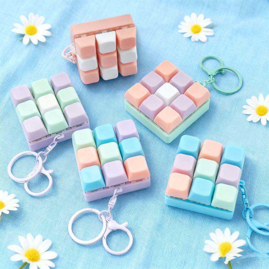 9 Key Fidget Keyboard Toy For Adults Kids Stress Relief Anti Anxiety Finger Press Game Keychain