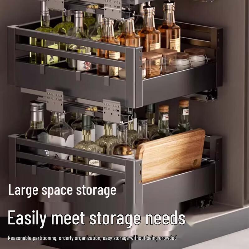 Gunmetal Grey Carbon Steel Kitchen Pull-Out Basket