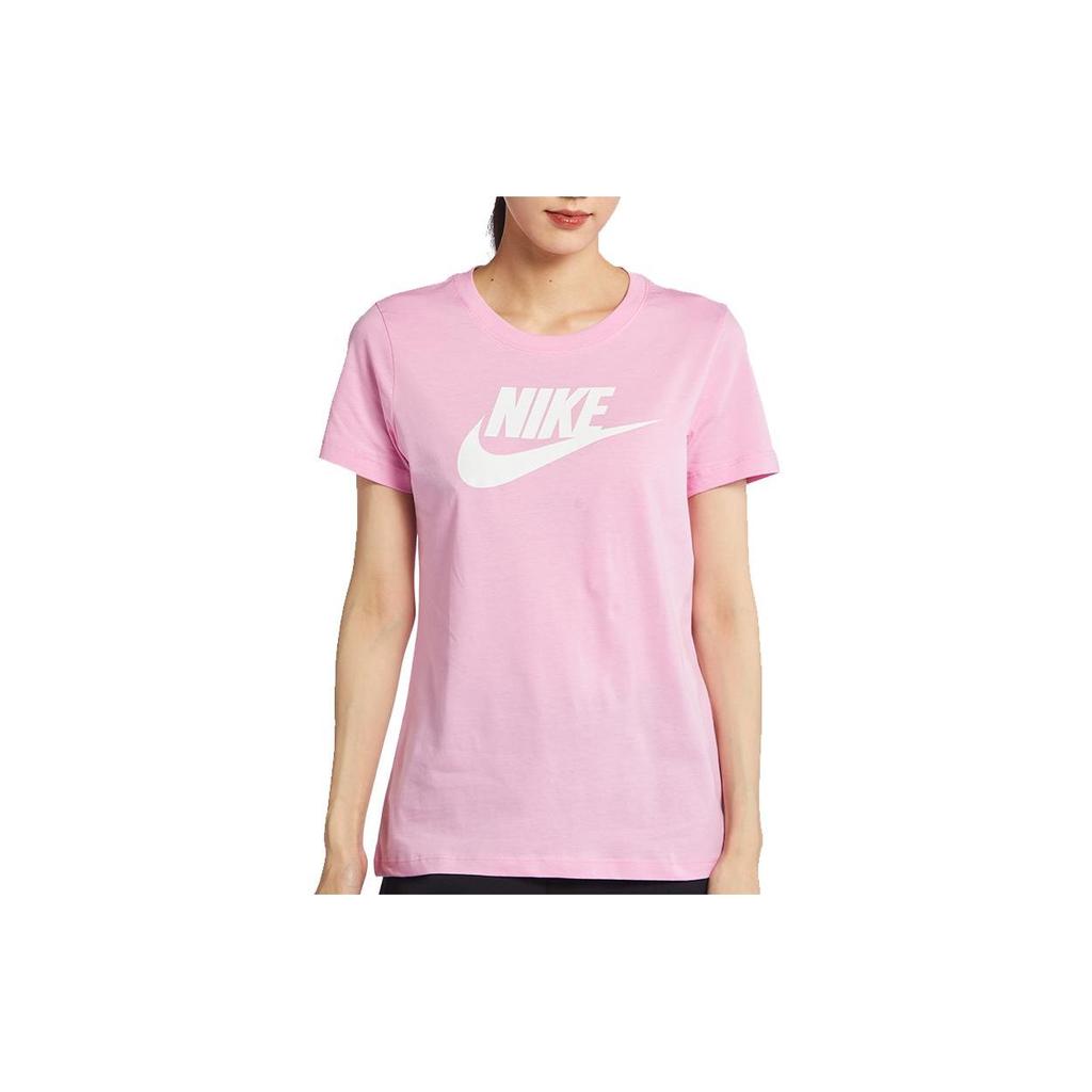 Nike Logo Letter Print Round Neck Short Sleeve T-Shirt Women Tops Pink AT2784-629