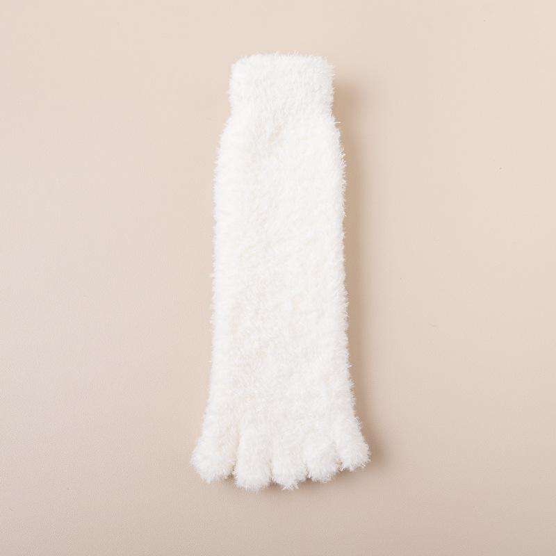 

10Pair Coral Fleece Five-Toed Socks Winter Sub-Toe Socks Children S Fleece Thickened Warm Medium Tube Women S Socks Solid Color Five-Finger Socks One size молоко, білий колір