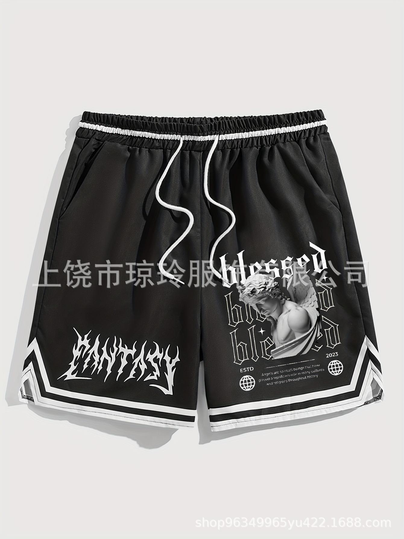 

Printed American ins tide brand floral men s shorts summer loose straight casual five-point beach pants M