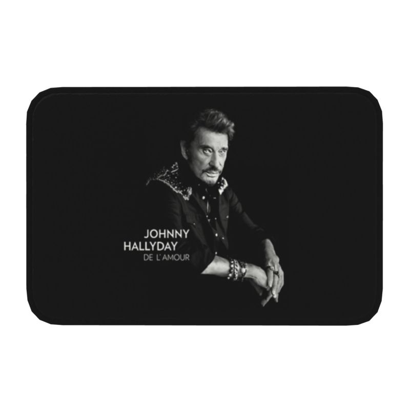 Tapis de porte Johnny Hallyday et Wolf Antidérapant Séchage Rapide France Chanteur Star du Rock Tapis de Porte Cuisine Balcon Tapis d'Entrée Tapis 40cmx60cm