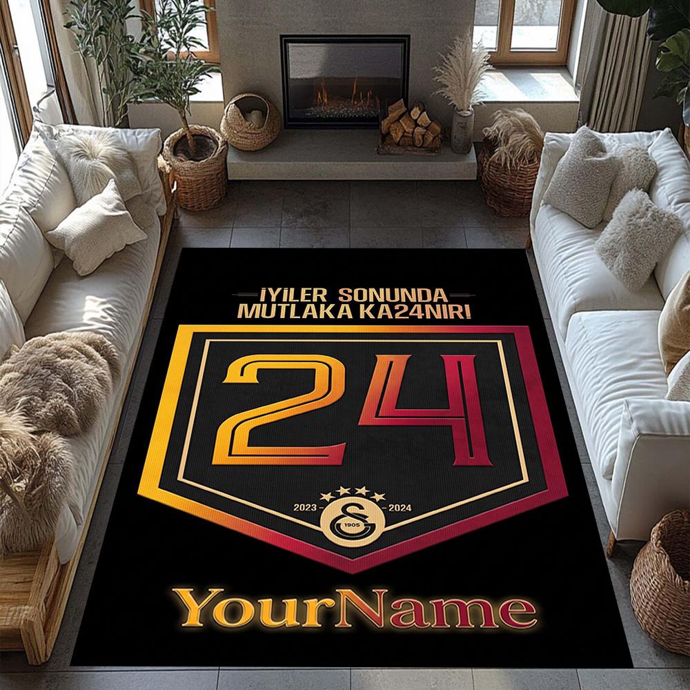 Galatasaray 293 Customized Name Area Rug Design for Dormitory Playrooms Hallway Kitchen Antislip Carpet Decorate Offices Birthday/Christmas Gift