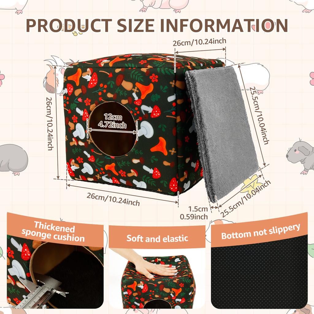 Guinea Pig House Bedding Cage Hamster Small Animal Nest Winter Warm Pet Bed for Chinchilla Mice Squirrel Guinea Pig/Rat/Hedgehog