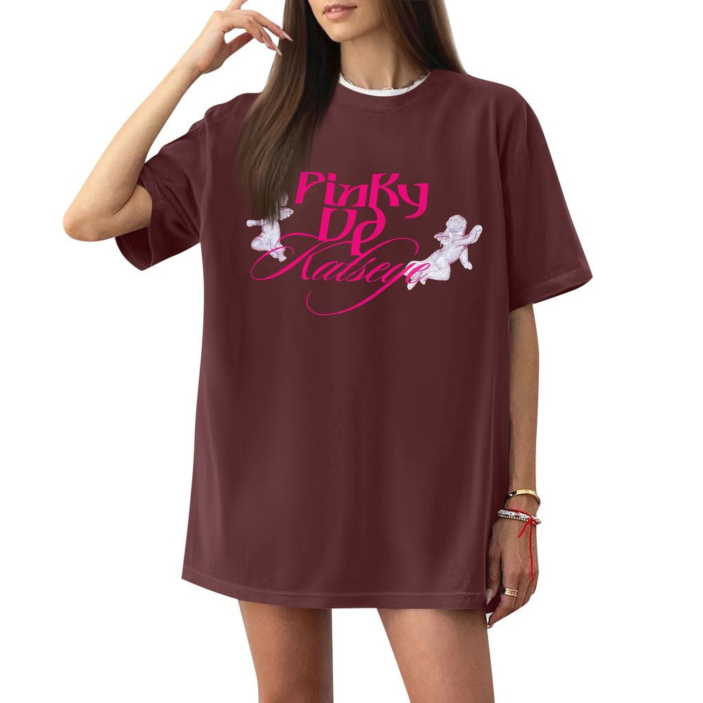 Womens Casual Short Sleeve T Shirt Loose Fit Graphic Print Crew Neck Lightweight Top for Everyday Wear