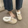 2025 winter new thick-soled bow velvet snow shoes fashionable versatile thickened fur integrated Northeast cotton shoes women