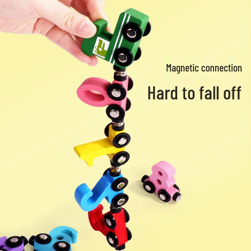 Wooden Magnetic Number Train - Early Education Pull-Along Toy