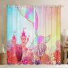 Bed Chamber Blackout Style Drapes Ombre Beauty Mermaid Fish Scale Thermal Insulated Room Darkening Drapes for Living Area Room Drapes