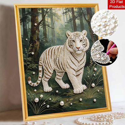 DIY Pearl Diamond Art Painting Kits for Adult and Beginners, Majestic Tiger Sparkling Painting Craft Home Wall Decor Handmade Gift