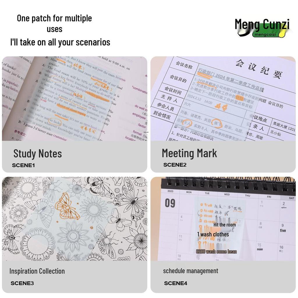 Transparent Tissue-Style Pull-Out Sticky Notes: Creative Memo and Marker Stickers for Students and Offices