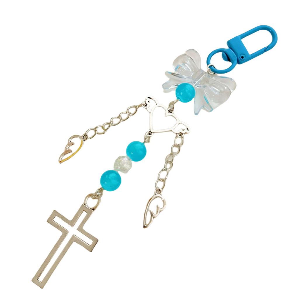 Elegant Butterfly Bowknot Angelic Love Heart Crosses Keychain Charm Pendant Alloy Fashion for Women Ladies Daily Use