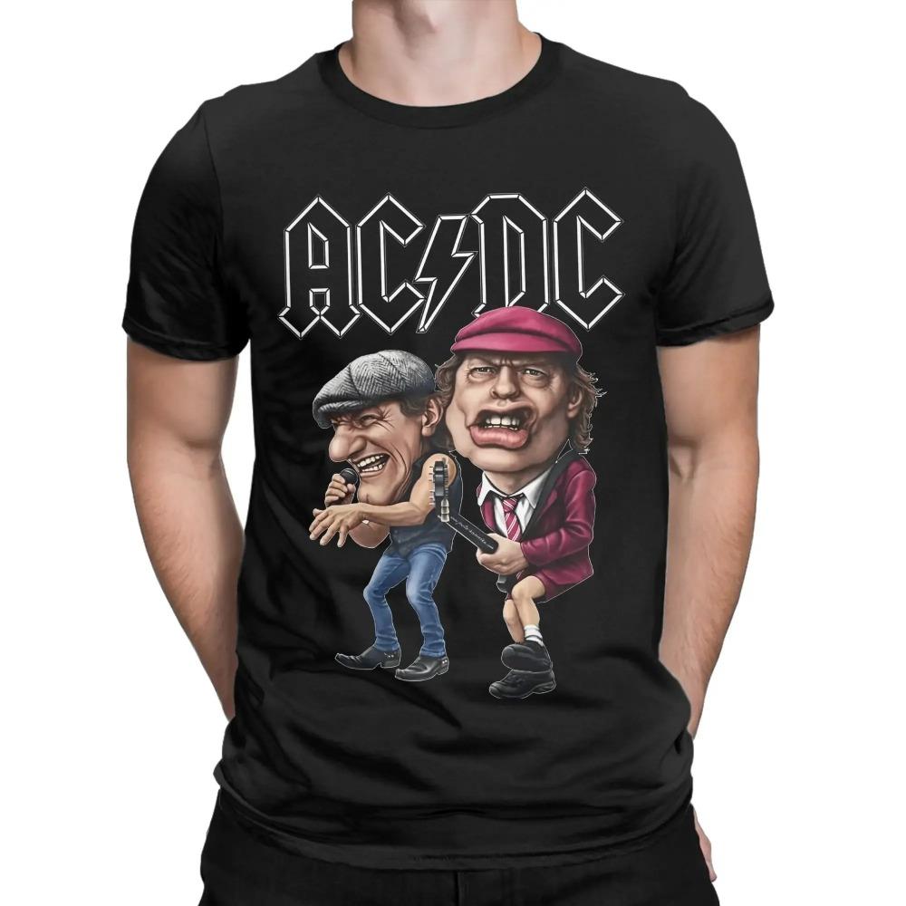 Мужские футболки ACDC Топы Винтажные футболки с коротким рукавом и круглым вырезом Футболка больших размеров M чёрный