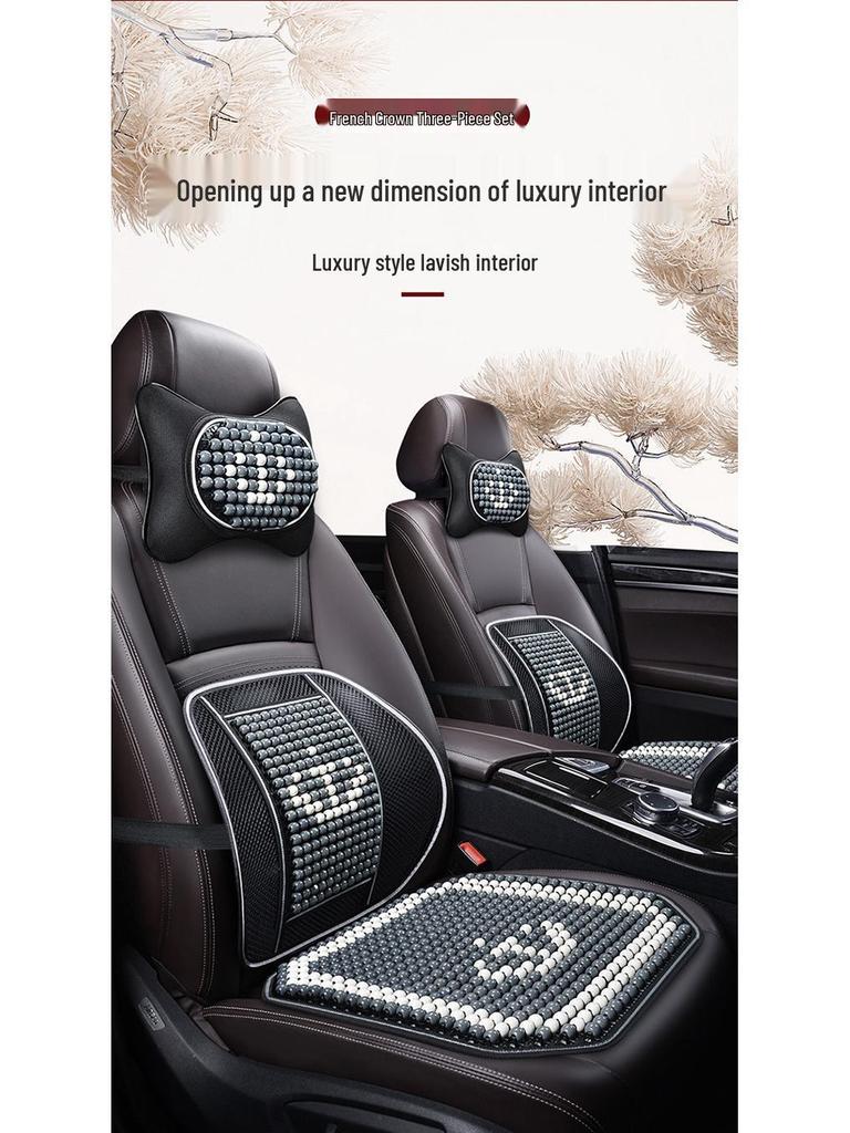 Sommer Bilseteputesett - Pustende, Ventilert, Design med treperler, 3 deler for komfortabel kjøring