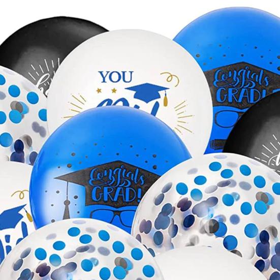 40 Pcs 2025 Graduation Balloons 12 Inch Black Gold Congrats Grad Balloons with Ribbons for Class of 2025 Grad Party Decoration