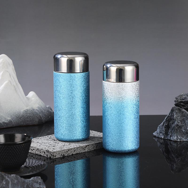New High-end Pocket Titanium Cup Outdoor Portable Mini Thermos Cup High Value Gradual Change Color Gift Water Cup