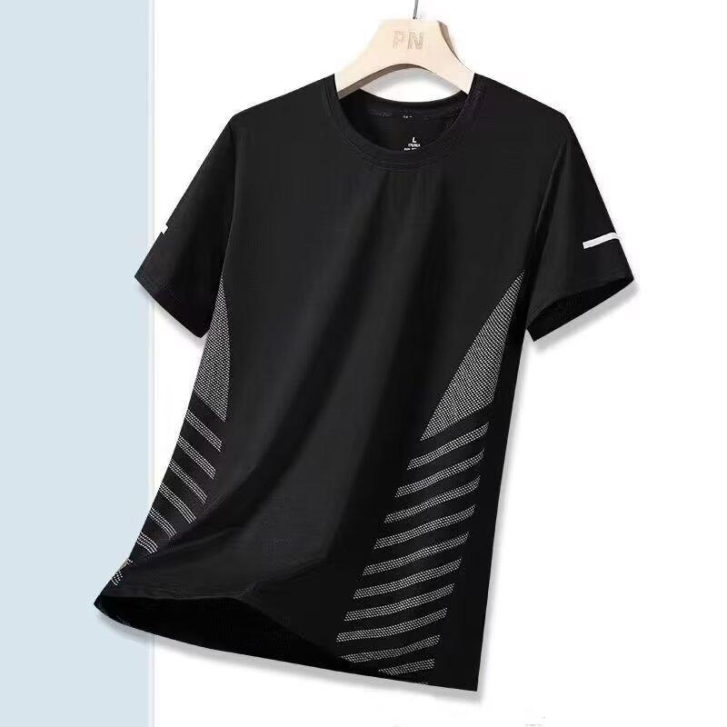 Short Sleeve T-Shirt Men'S Summer Thin Quick-Drying Mesh Sports Fitness Half-Sleeve Top Casual Elastic T Summer Dress
