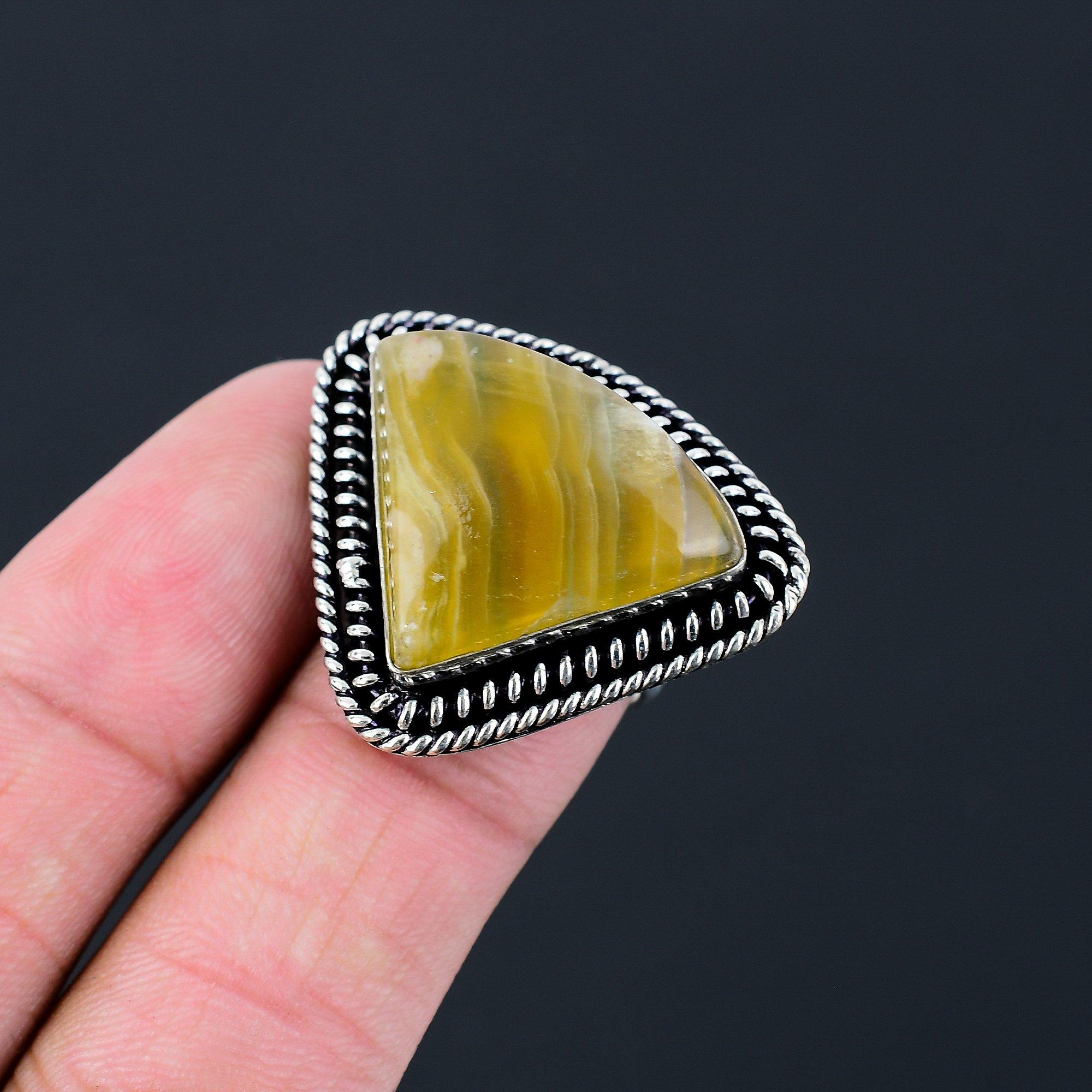 Easter Deal Natural Multi Fluorite 925 Silver Birthday New Stackable Ring US 7.5 7.5