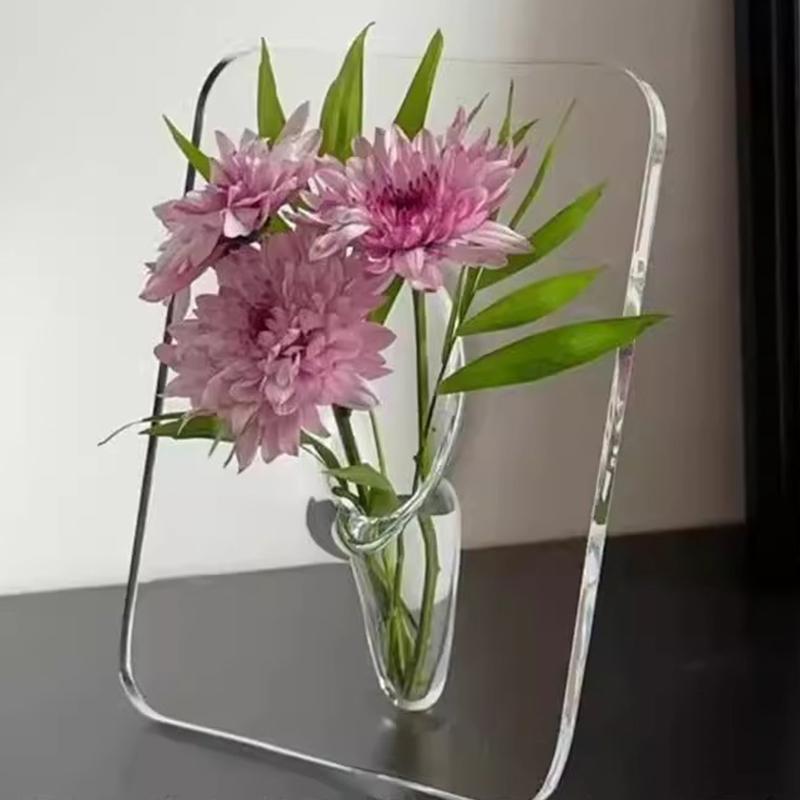 

HUA Frame Flower Vase - Clear Acrylic Vase For Flowers, Modern Art Vases For Home Decor, Decorative Vases For Desktops Bookshelf белый