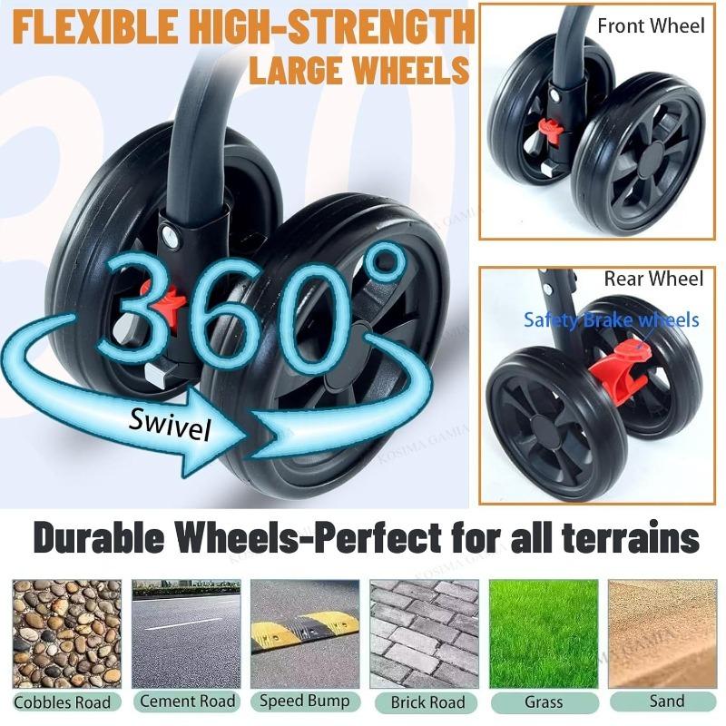 3-in-1 Pet Dog Stroller, Dog Wagon with Removable Carrier, Cat Stroller for Medium Dogs Up To 55lbs, Easy Foldable Pet Stroller