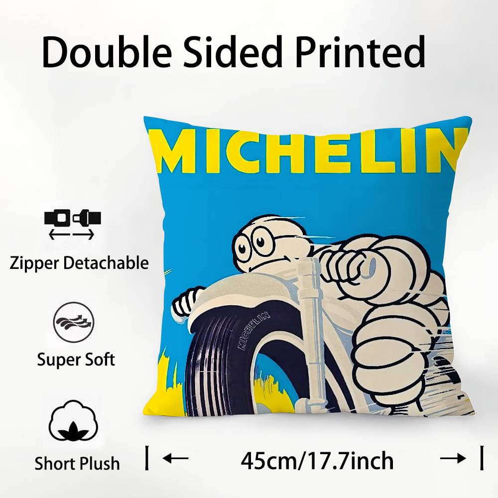 M-MichelinS T-Tyres Pillow Case Plush Fabric Soft  Pillowcase Double Sided Print Cushion Cover Household Gifts