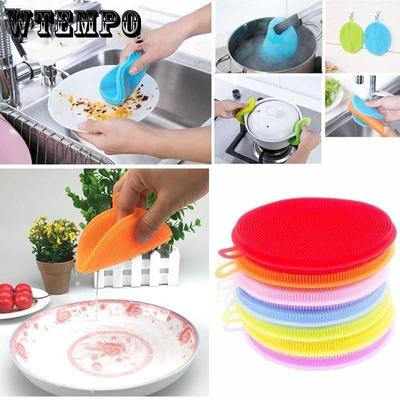 Dishwashing Scrubber Silicone Bowl Cleaning Brush Scouring Pad Pot Pan Wash Kitchen Cleaner