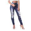 Women Fashion  Jeans Fix Sexy Print Ripped Jeans Plus Size Trousers