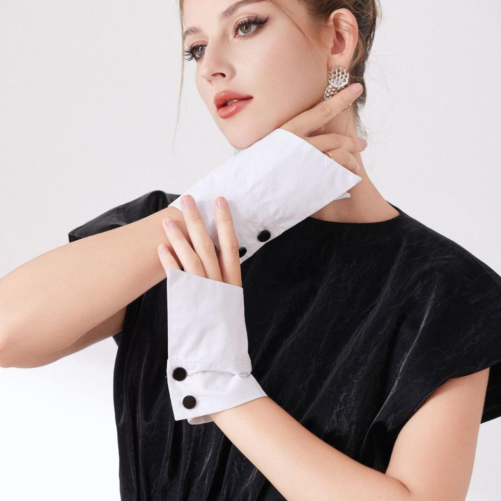 Unisex Mens and Women Lace Fake Cuffs White Formal Suit Wrist Cuffs Sleeved Wristband Trendy Shirt Extension Sleeve Decor