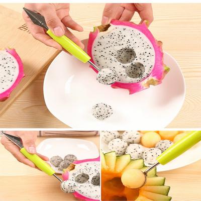 2in1 Kitchen Ice Cream Ball Mash Potato Scoop 2 Heads Fruit Ball Stainless Steel Spoons