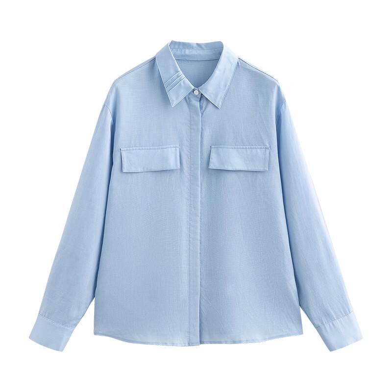 Chuyu Women's Pleated Lapel Lyocell Shirt