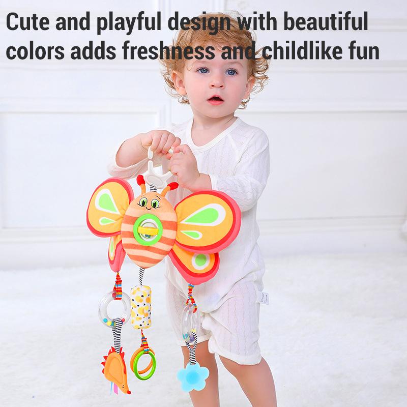 Newborn Plush Animals Bed Bell Baby Hanging Rattles Toys Soft Sensory Stroller Handle Toys for Babies Development