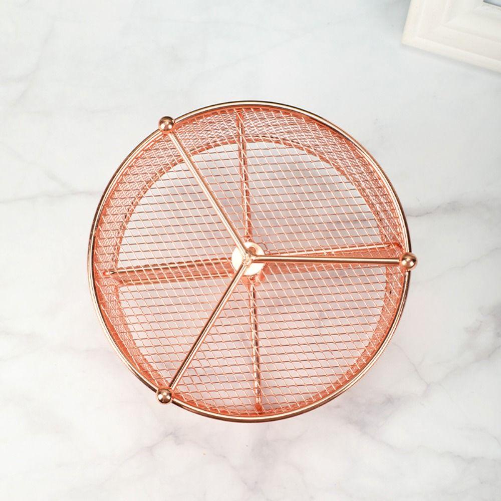 4 Compartments 360° Rotating Mesh Pencil Holder Metal Desktop Storage Container  Girl Gift
