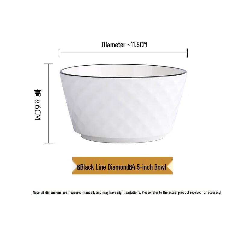 WUHE New Diamond 4.5-inch Ceramic Bowl Set (10-Pack)