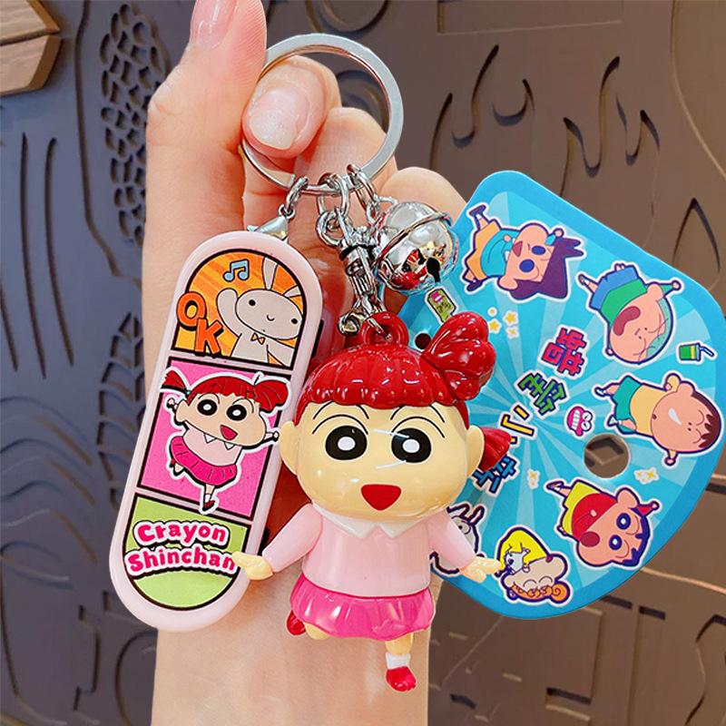 Kawaii Crayon Shin-Chan Skateboard Serie Nøkkelring Anheng Tegneserie Søt Bilnøkkel Anti-Tap Anheng Veskeanheng Bursdagsgave