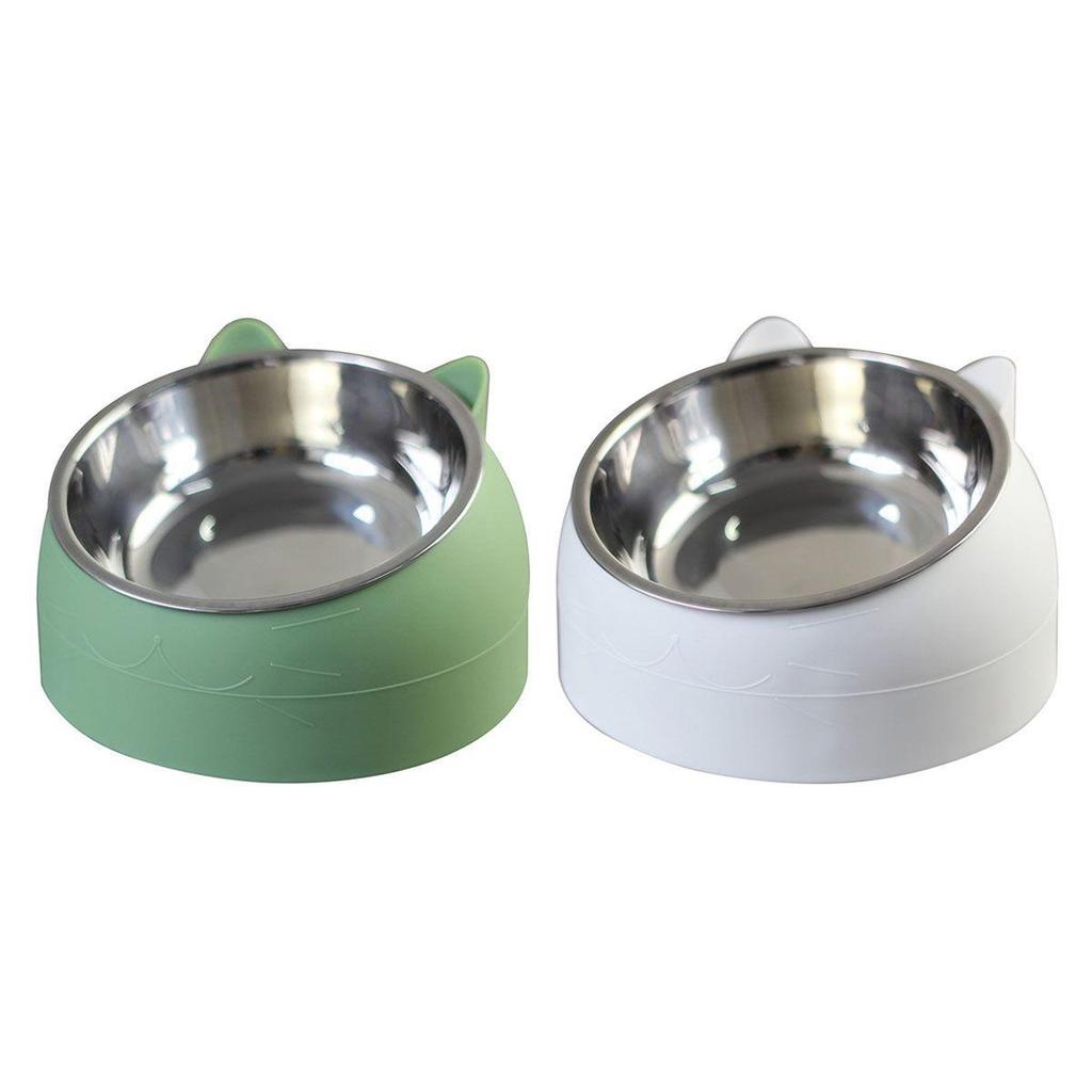 Popular Slanted Stainless Steel Pet Bowl - Detachable, Washable, Anti-Spill Design for Cats & Dogs.