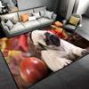 Lovely Pug Dog Cartoon Area Rug Cute Animal Carpet for Kids Bedroom Playroom Non-Slip Floor Mat Home Decor Gift