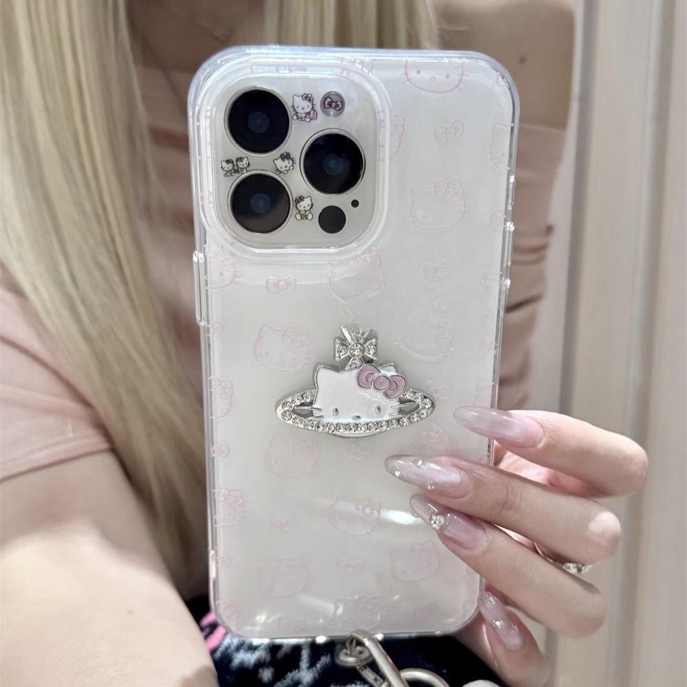 The Full screen KT Cat Sparkling Diamond Pendant Is Suitable for Apple 16Promax Phone Cases IPhone15 New Models 13 14 12