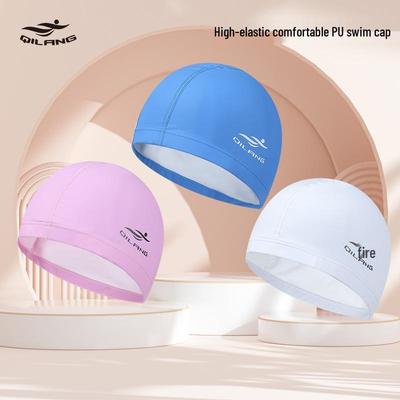 Qi Lang PU Comfortable Swim Cap for Adults - Large Size, Long Hair, Solid Color, Ear Protection