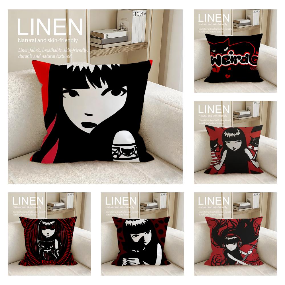 Cute Emily the Strange Cushion Cover Pillowcase Set Pcs x x Breathable Washable Sofa Cushion Cover