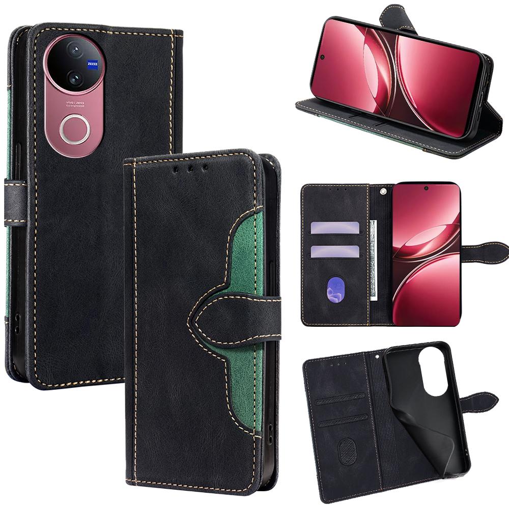For Vivo V50 5G Case Leather Wallet Phone Cover with Straw Hat Magnetic Clasp