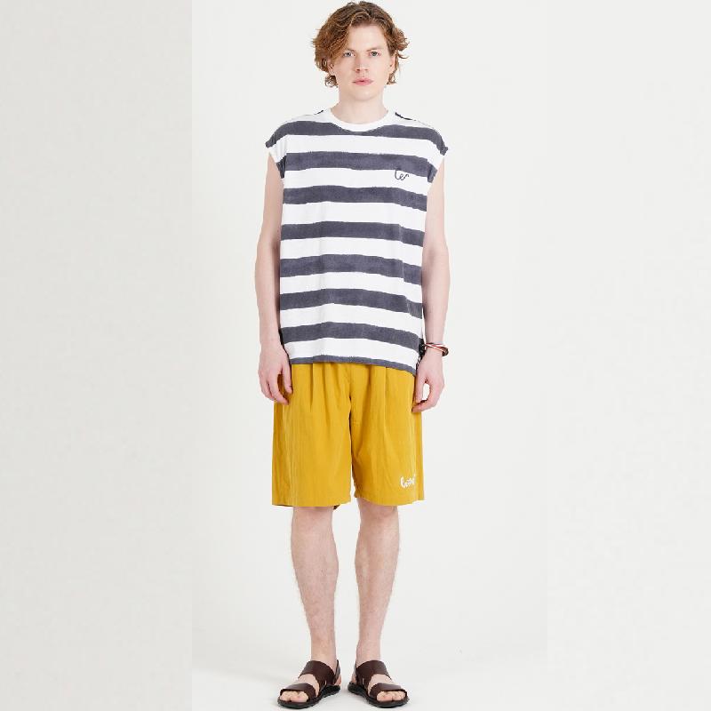 CUSTOMUS Logo Embroidery Men'S Resort Single-Pleat Wide Elastic Waist Summer Half Pants Cxs25Mwhp706 Mus