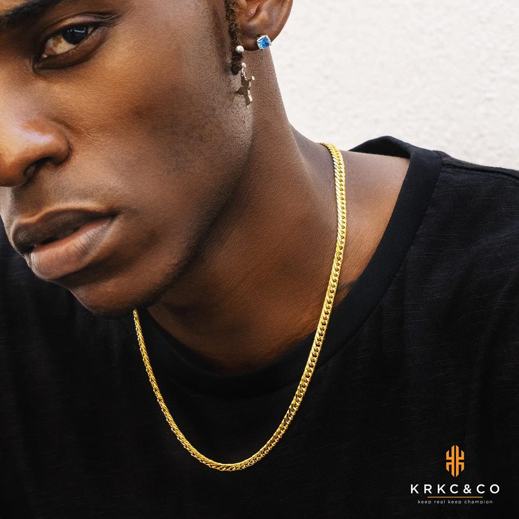 Naszyjnik Kihei 6-stronny podwójny naszyjnik szerokość 6mm stal nierdzewna kubański łańcuch K18 pozłacany łańcuszek Kihei Sześciostronny krój choker hip hop raper tancerz B