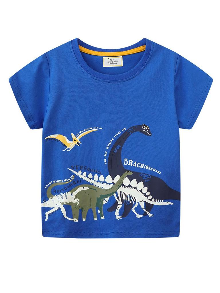Glow-in-the-Dark Dinosaur Short-Sleeve T-shirt for Boys - European & American Style, Spring/Summer Collection